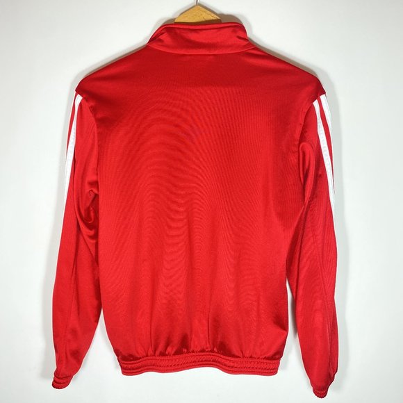 Adidas Womens Three Stripe Athletic Track Jacket Red Sz M - Picture 2 of 12